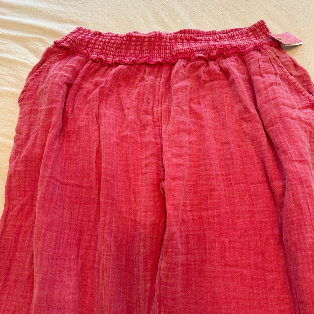 Bright Pink Smocked Waist Wide-Leg Pants Sz M NWT - Picture 4 of 16